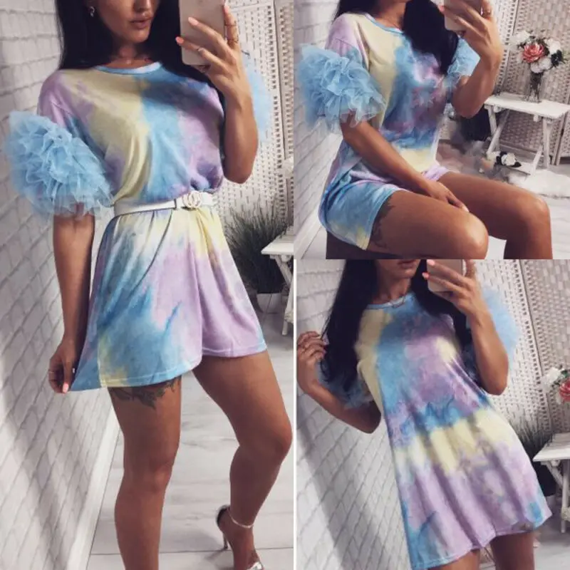 Женское фэнтезийное платье Сетчатое милое мини с оборками вечернее Повседневное