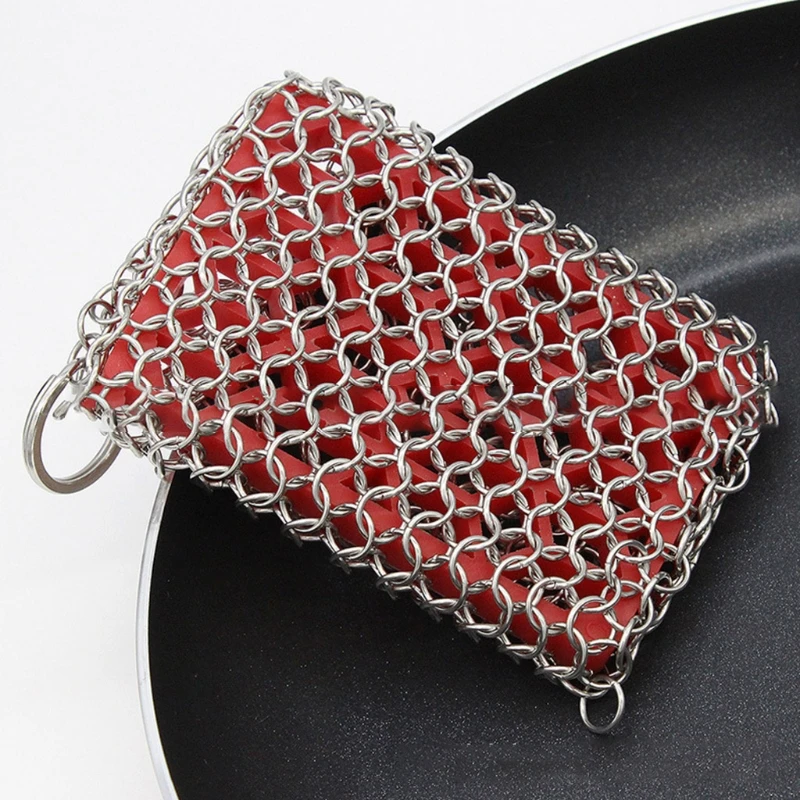 Cast Iron Stainless Steel Cleaner Chainmail Scrubber for skillet Wok Pot Pan Pre-seasoned Barbecue Kitchen Cleaning Accessories |