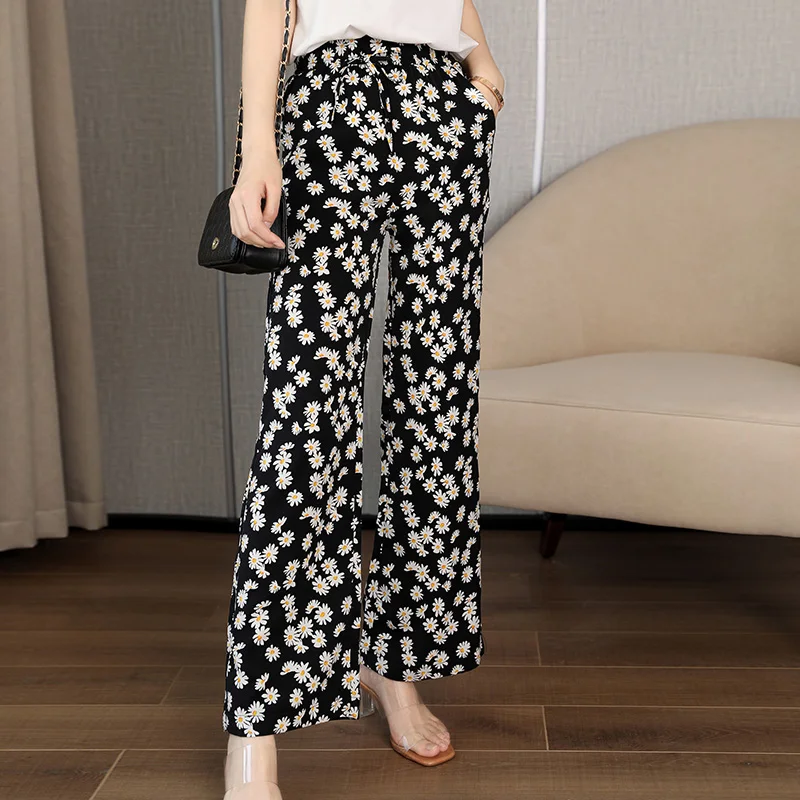 Новые модные летние красивые штаны французский шелк Tencel женские брюки с высокой