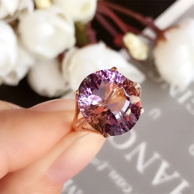 

18k gold inlaid amethyst ring with diamonds Millennium amethyst dazzling exquisite fashion noble atmosphere noble jewelry SP0610