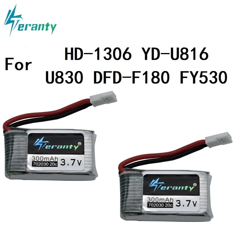 

3.7V 300mAh lipo battery For E55 FQ777 FQ17W DFD F180 FY530 U816 U830 20C 3.7V Battery For RC Quadcopter Spare Part 2pcs/sets