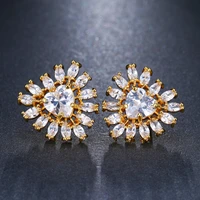 vintage geometric rose gold cubic zirconia stud earrings irregular fashion stud earings for women earings fashion jewelry 2022