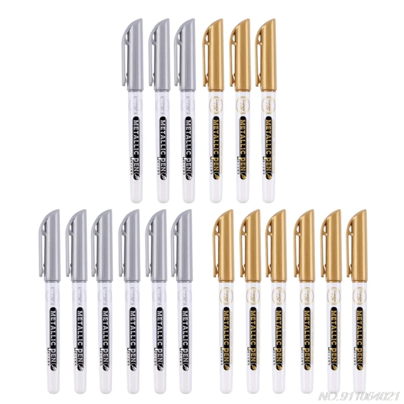 

6Pc Gold Silver Epoxy Resin Drawing Pen Leafing Point Pen Marker Acrylic Paint Highlights Metallic Permanent Marker D30 Dropship