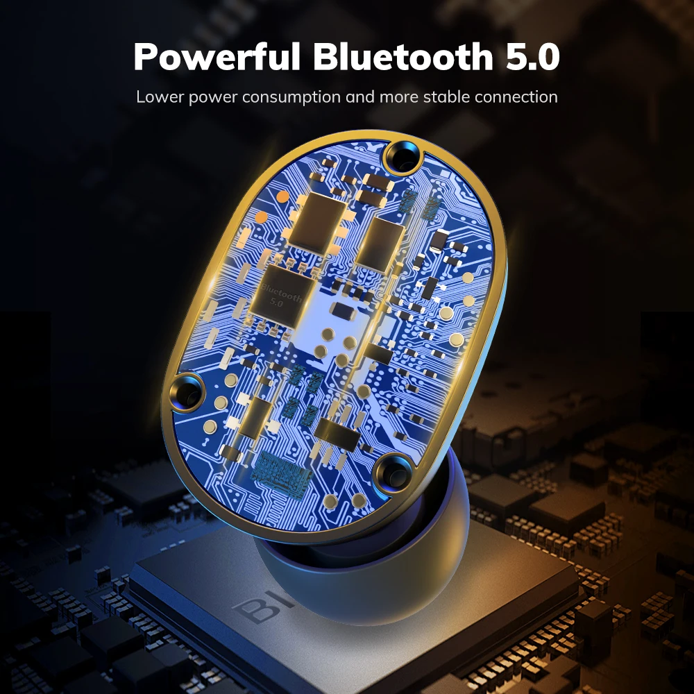 TOPK TWS беспроводные наушники Bluetooth V5.0 с сенсором отпечатков пальцев 1500 мАч