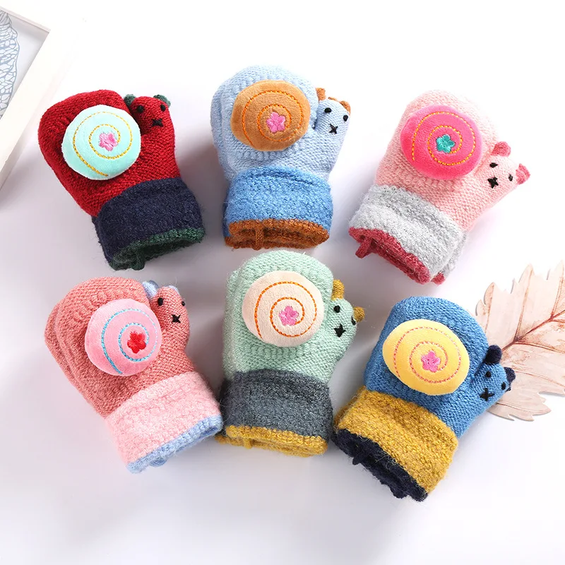Детские перчатки для новорожденных зимние плюшевые варежки малышей улитки
