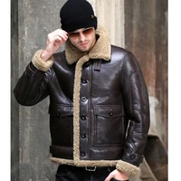 thicken real sheepskin coat men winter warm brown fur clothing 2019 new genuine leather natural sheepskin leather outwear