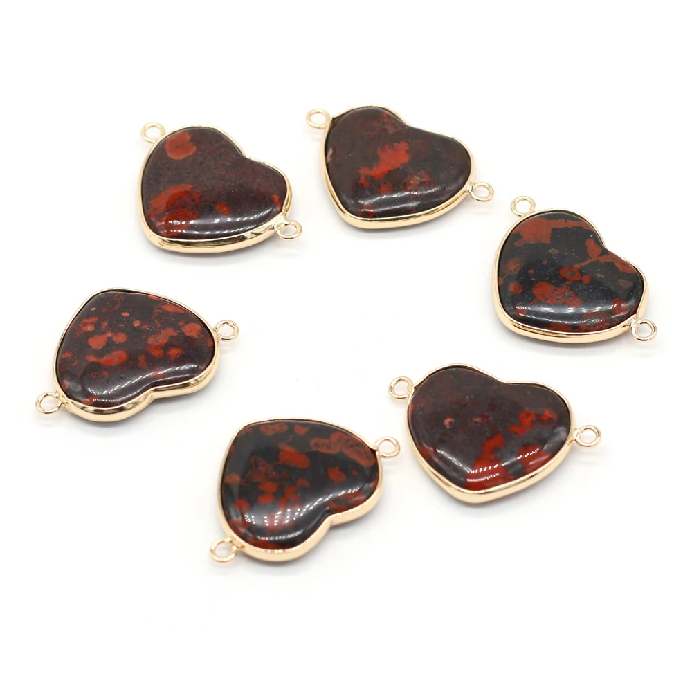 

Fashionable Heart-Shaped Pendant Natural Red Cherry Blossom Stone Connector for Jewelry Making DIY Necklace Earring Accessories