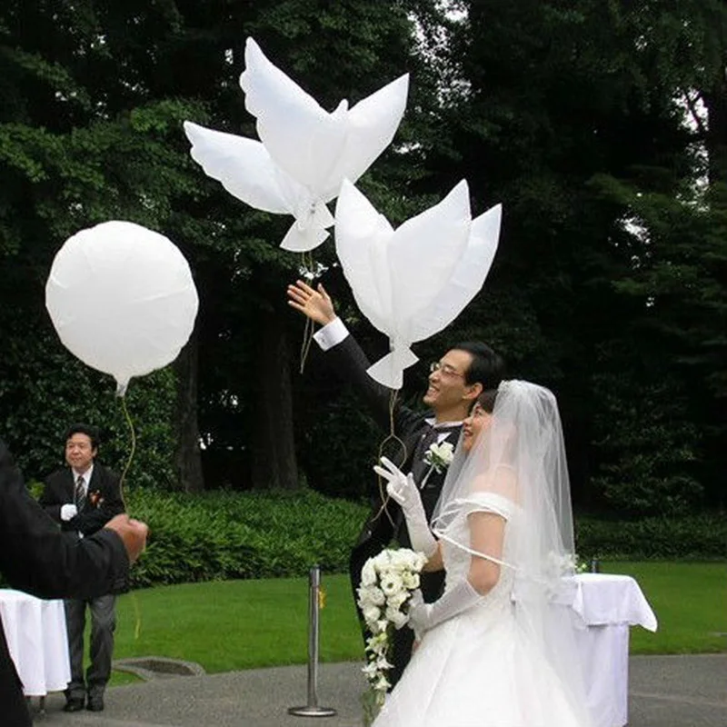 

50pcs 100*48cm biodegradable Wedding Party decoration white dove balloon orbs peace bird balloon pigeons marriage helium balloon