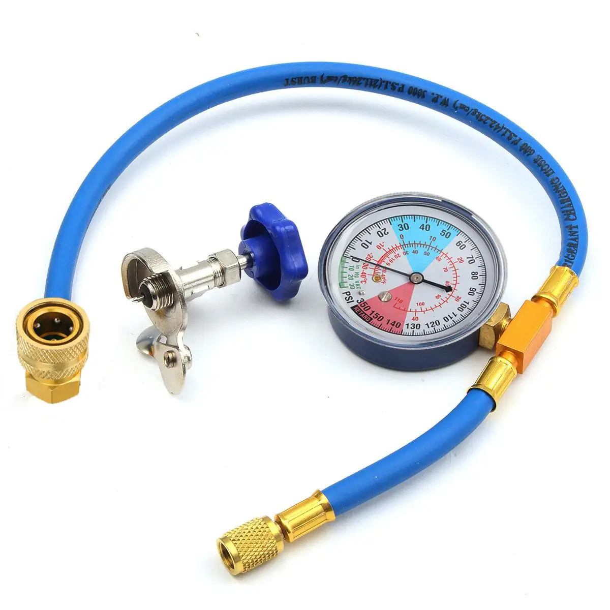 

250PSI Recharge Measuring Hose Gauge Valve Refrigerant Pipe R134A R12 R22 Car Auto AC Air Conditioning