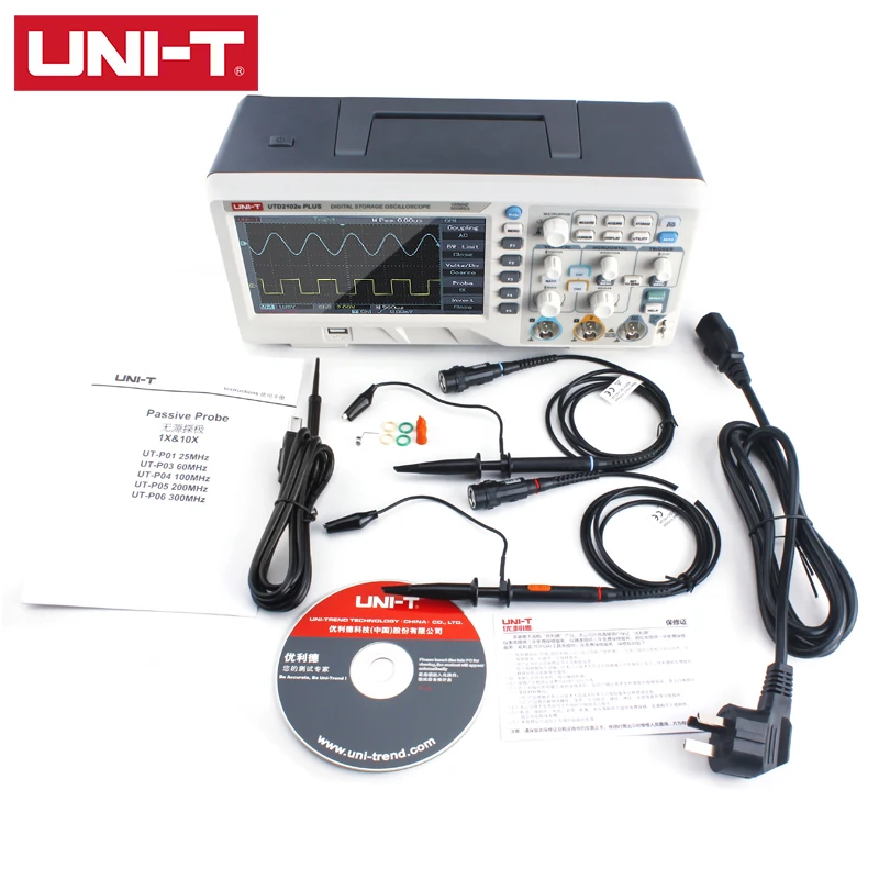 

Цифровой осциллограф UNI-T UTD2102E PLUS, 100-440 В переменного тока, с частотой 45-2000 Гц ≥ вфмс/с
