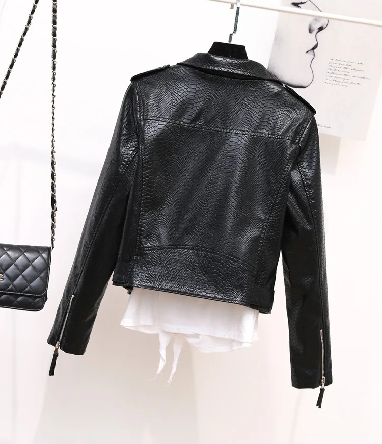 New Women Leather Coat Spring Autumn Long Sleeved With Belt Faux Leather Jacket Female Punk Outwear Ladies Biker Moto Outwear