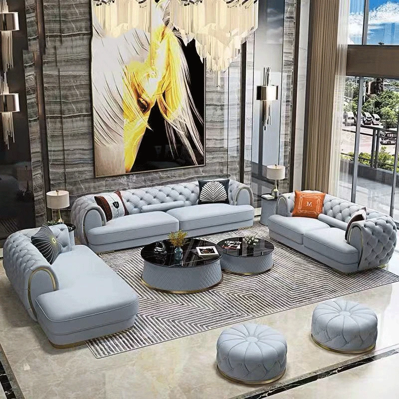 ELH итальянский светильник роскошный кожаный художественный диван мебель для