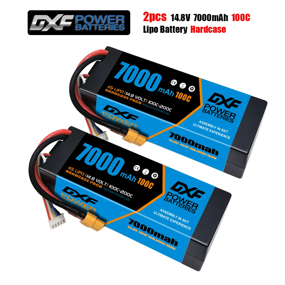 2 uds. DXF Lipo 2S 3S batería de 4S 7,4 V 11. Carcasa rígida de 1V, 14,8 V, 7000mah, 8000mah, 100C, 110C, para HPI, HSP, 1/8, 1/10, Buggy, camión teledirigido