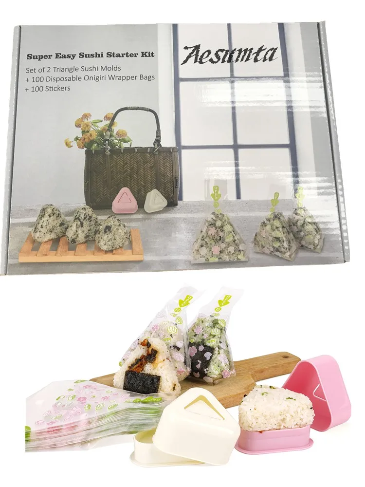 Aesumta Giapponese-stile immagini del fumetto Sushi palla di Riso sacchetto di imballaggio Anti-fog sacchetto di imballaggio Per Alimenti Facile strappo 20pcse Inviare adesivi