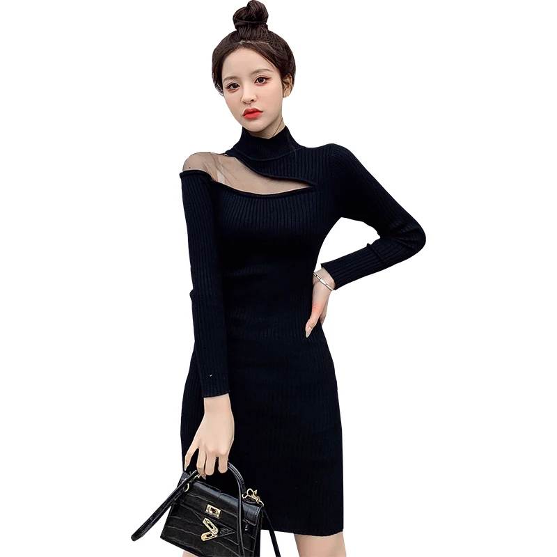 

Make firm offers qiu dong sexy hollow out within half a turtleneck little render a sweater knitting dress bag hip skirt