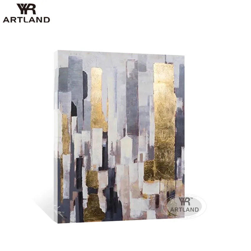 YYR ARTLAND Золотая живопись Современная Абстрактная ручная роспись маслом на холсте