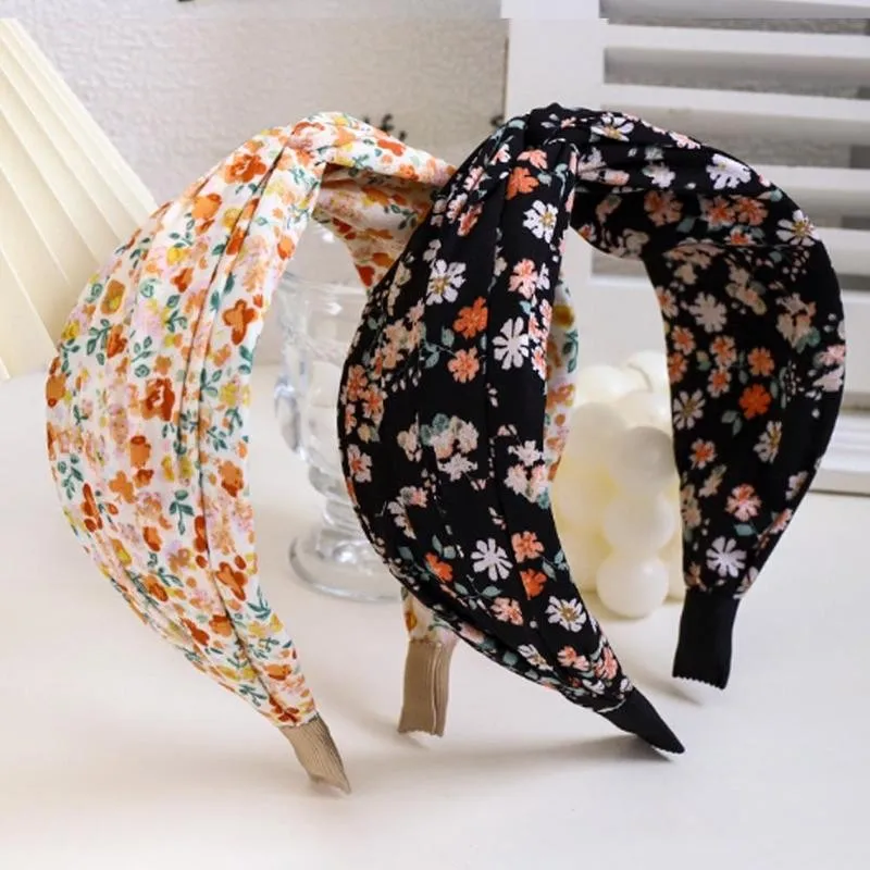 

Ободок Eleagant с цветочным принтом, повязка на голову с перехлёстом, модные аксессуары для волос для девочек, ободок для волос с цветком, класси...