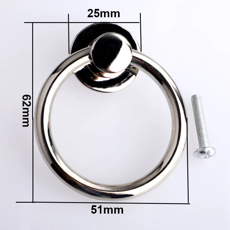 

dia 50mm modern simple chrome silver drop ring drawer cupboard tv cabinet furniture door handle pull knob
