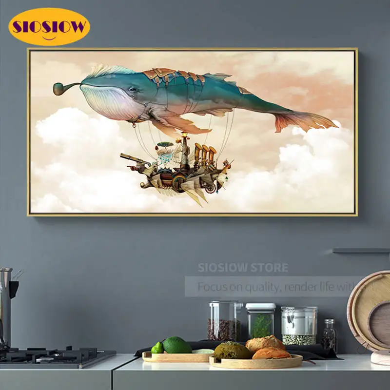 

Алмазная живопись SIOSIOW 5d «сделай сам», бриллиантовая вышивка фэнтези, китовый корабль, полный квадратная Картинка из страз, украшение для до...