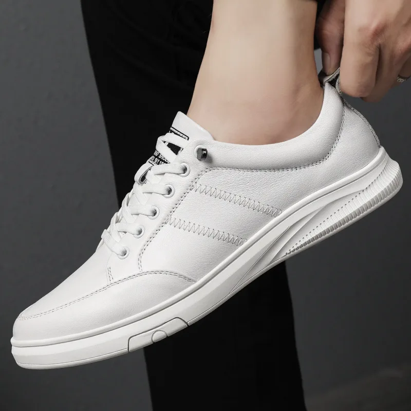 

Casual Shoes Leather Men's Shoes Spring Autumn Breathable White Shoes Korean Fashion Trend Men's Casual Sports Shoes Sneakers