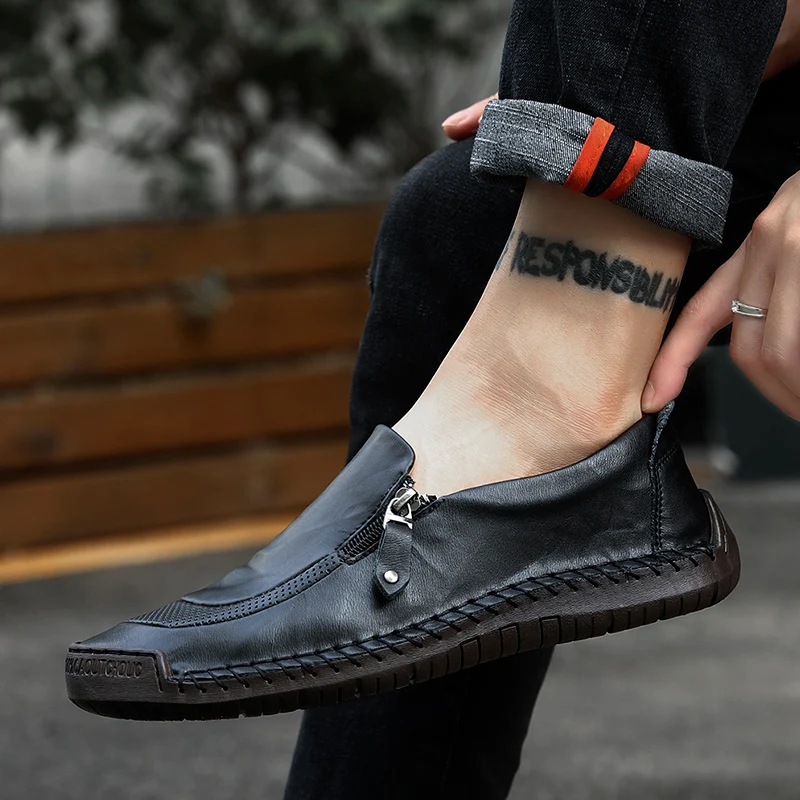 2019 Casual Men Shoes Summer Loafers Quality Split Leather Flats Hot Sale Moccasins Big Size 46 | Обувь