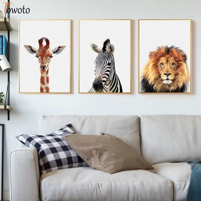 Картина на холсте с изображением диких животных жирафа зебры|Рисование и