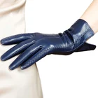 Женские перчатки из натуральной кожи ягненка, с бархатной подкладкой, для сенсорного экрана, L085NC2