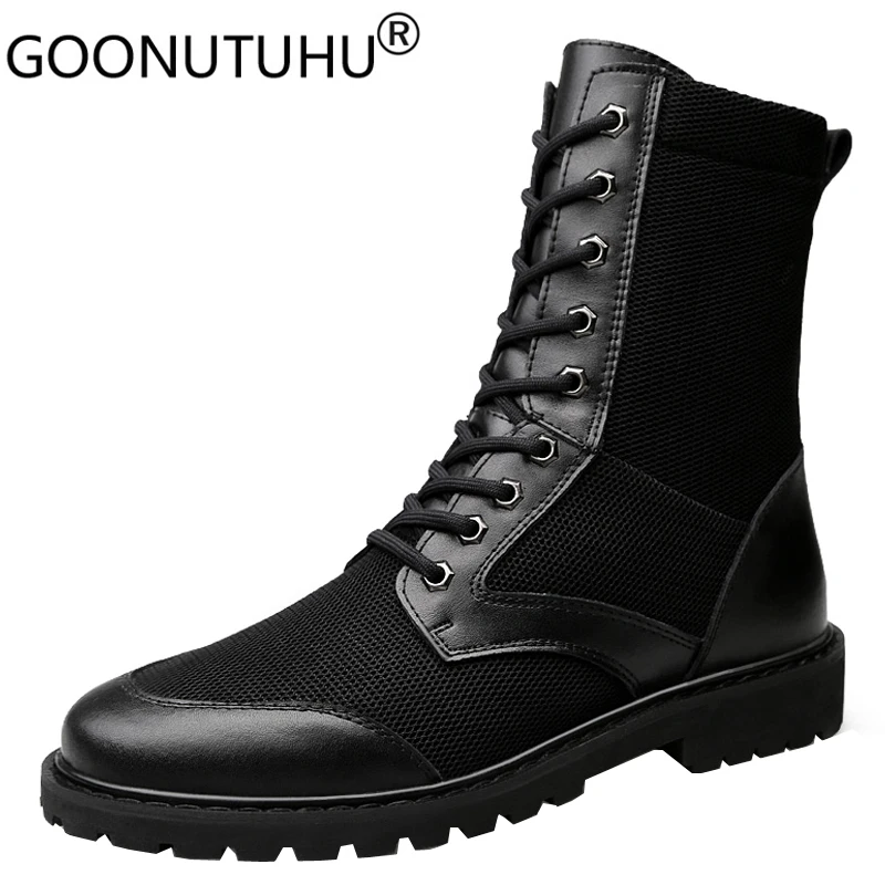 Новинка 2021 модные мужские армейские ботинки черные осенние дышащие сетчатые