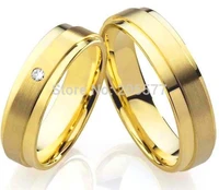 top quality classic his and hers rings wedding gift gold plating pure titanium engagement couples rings for men and women