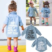 pudcoco us stock toddler kid baby girl autumn clothes denim long sleeve shirt blouse coat shirt jacket letter print 2 7year