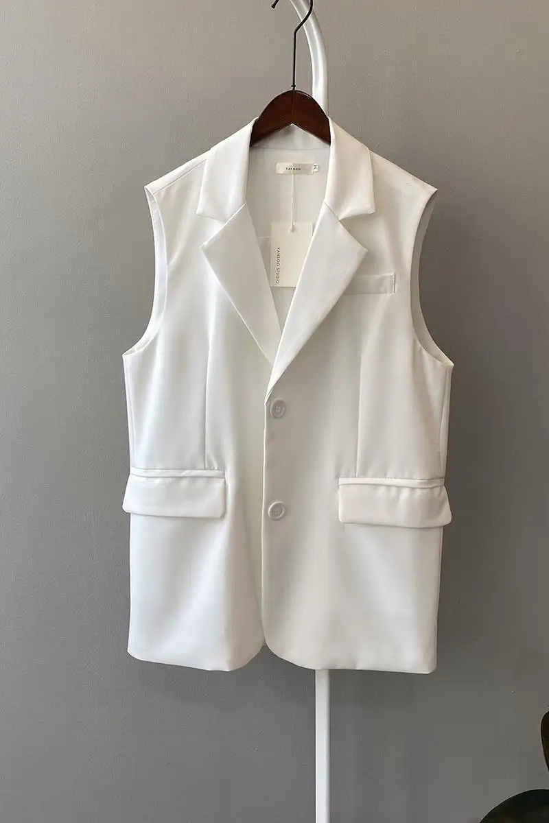 

Design Office Lady Blazer Womens Sleeveless Waistcoat Women's Suit Waistcoat Spring And Autumn Korean Vest White Blazers