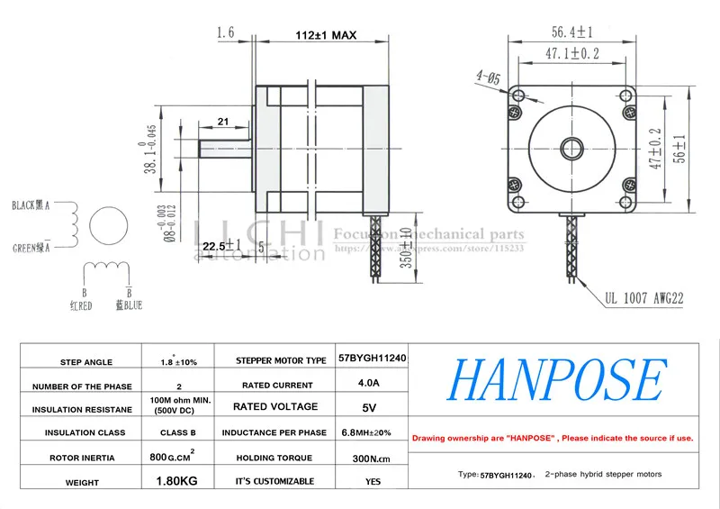 3 шт. NEMA 23 112 мм(4.0A, 300N. cm) 23HS11240 NEMA23 черный мотор для робота и ЧПУ Гравировальный фрезерный станок 3D принтер