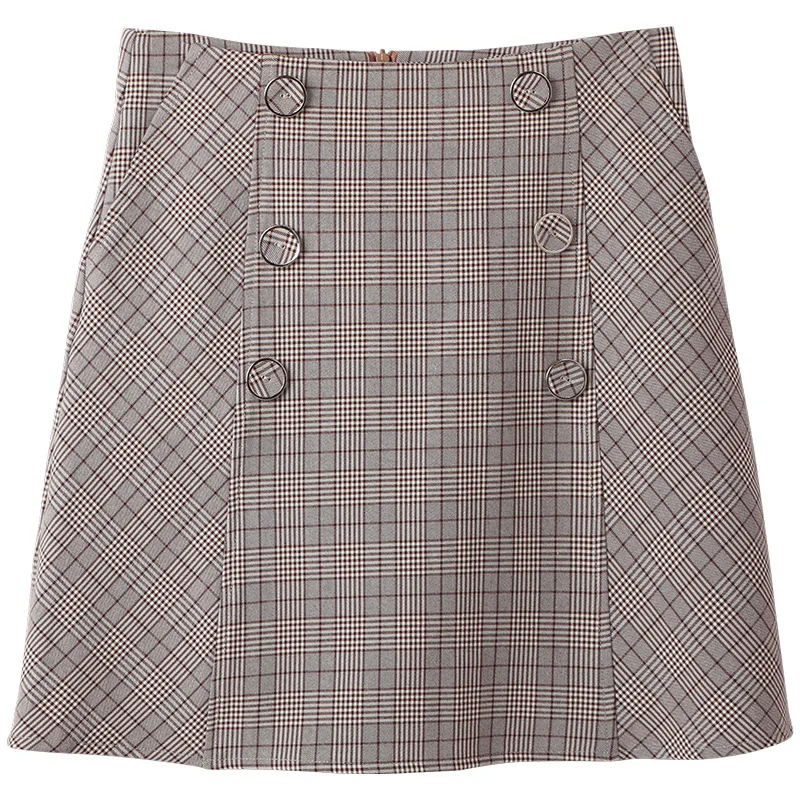 

Новинка Весна 2021, Высококачественная Женская универсальная облегающая короткая юбка-трапеция в стиле ретро, Офисная Женская юбка в клетку ...