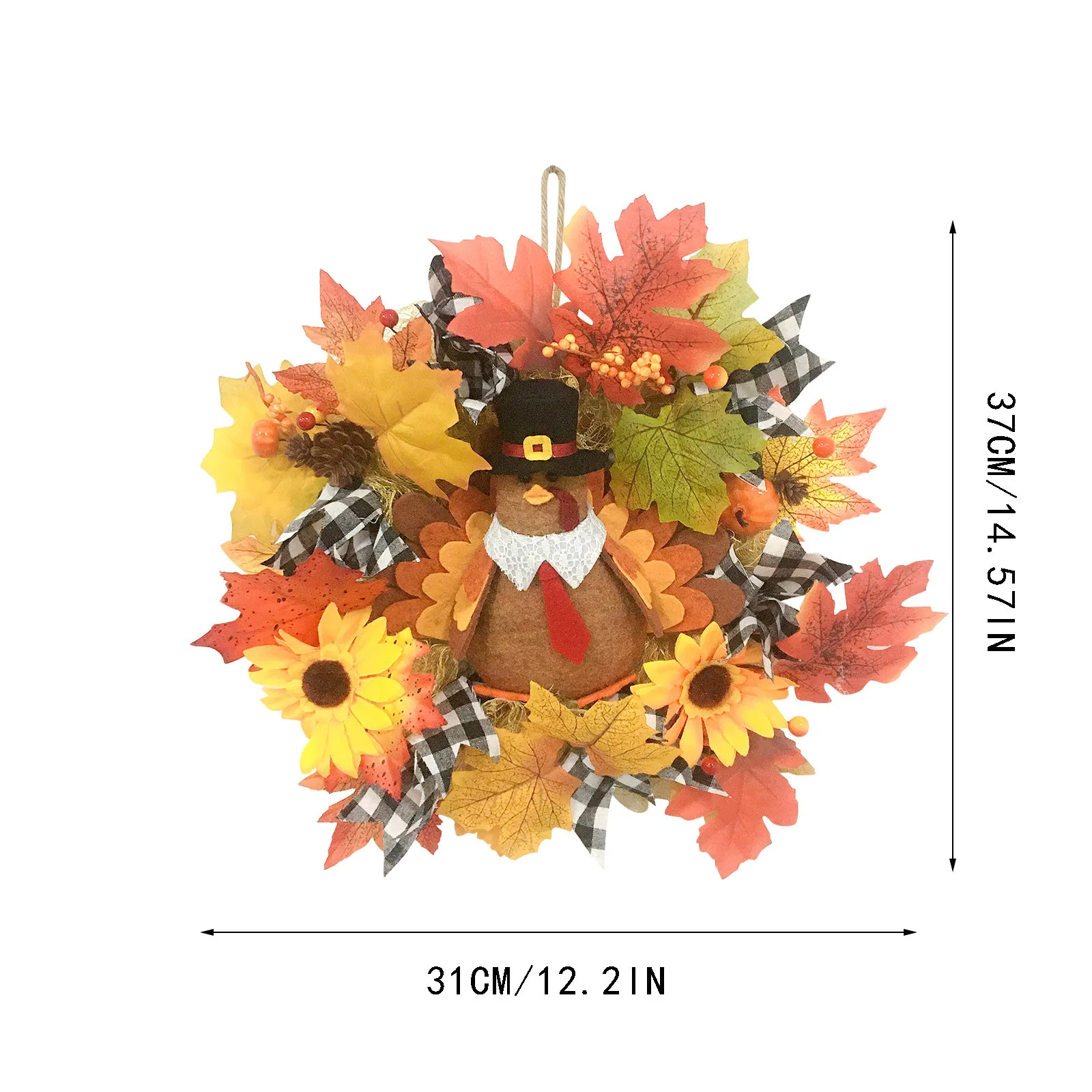 

Harvest Festival Chick Plastic Rattan Wreath Harvest Happy Door Hanger Decoration Colorful Hanging for Kids Party Decors 37X31cm