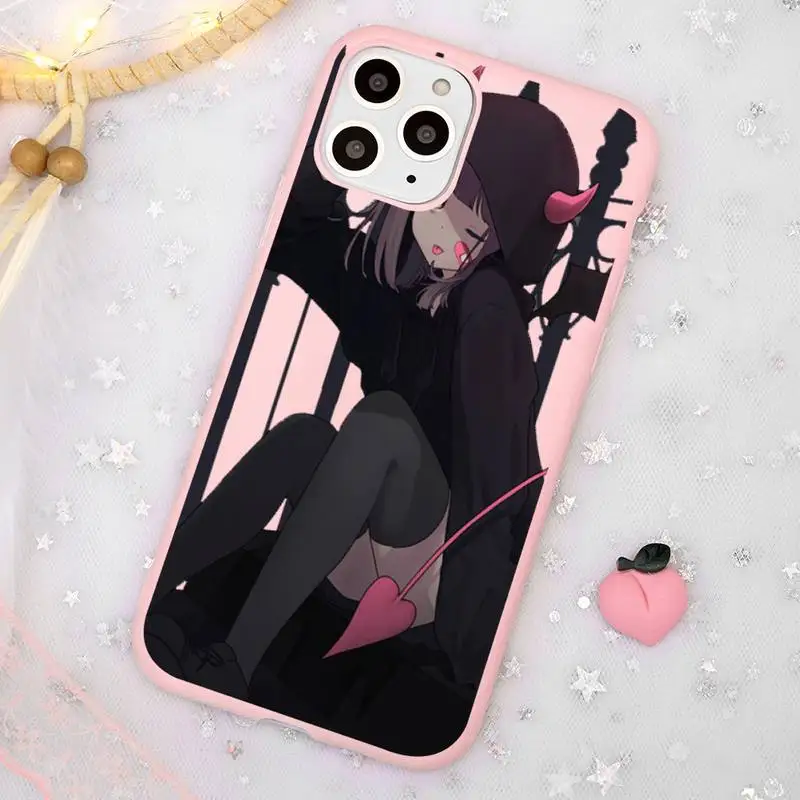 

Cartoon Girl Anime Menhera Chan Phone Case Candy Color for iPhone 11 12 mini pro XS MAX 8 7 6 6S Plus X SE 2020 XR