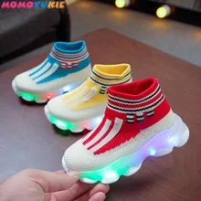 Size 21-30 Children LED Shoes for Boys Glowing Sneakers for Baby Girls Toddler Shoes with Light up s