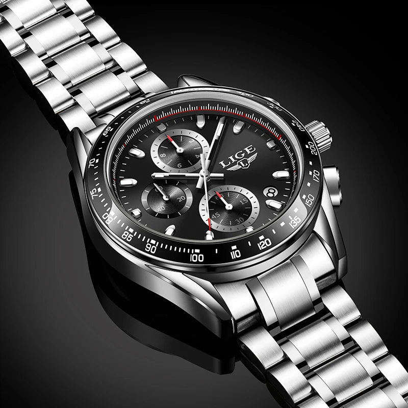 Часы LIGE мужские с календарем водонепроницаемые многофункциональные | Наручные