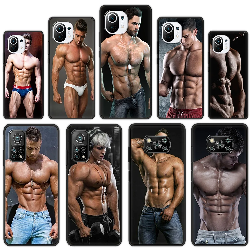 

Sexy muscular man Luxury Gift Phone Case For Xiaomi Poco X3 X4 NFC M3 F3 Mi 11 Ultra Note 10 Lite 11T 10T Pro 5G 9T Black Cover
