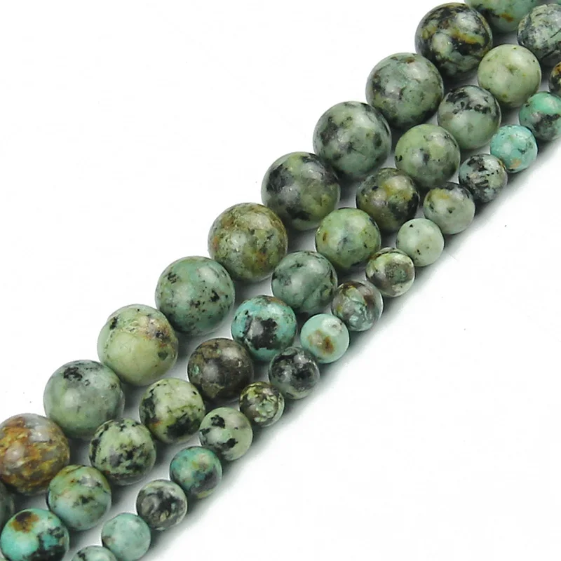 

YHBZRET African Green Natural Stone Round spacer 6/8/10MM Round Loose Beads For Jewelry making charm bracelet accessories DIY