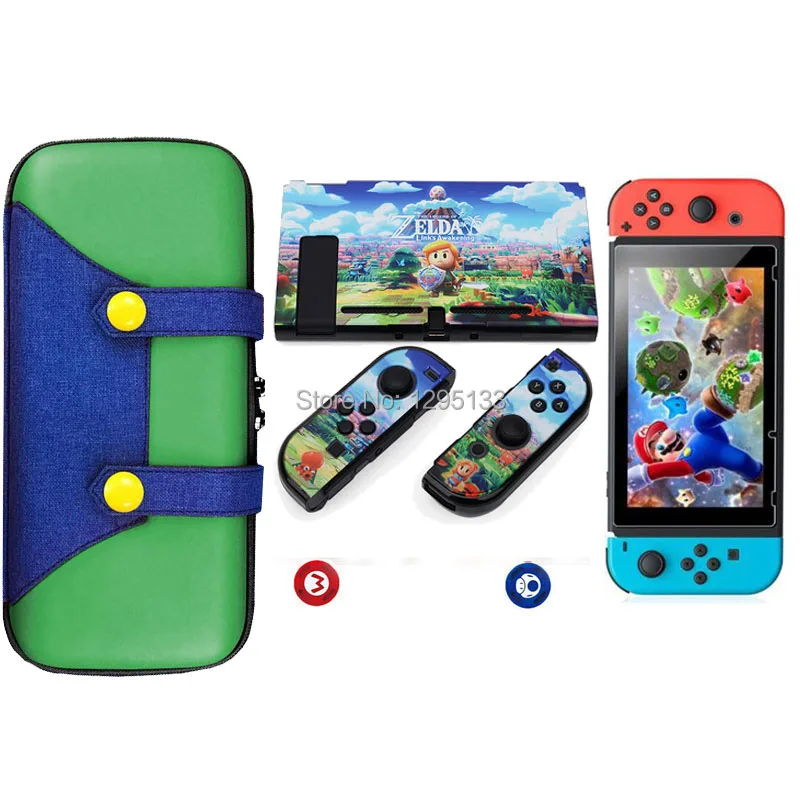 Storage Bag for Nintend Switch Console Tempered Glass Screen Protector for Nintendoswitch Joystick Grip Caps for Nitendo Joy-Con