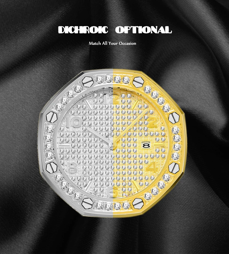 Часы мужские кварцевые с бриллиантами брендовые Роскошные трендовые уникальные