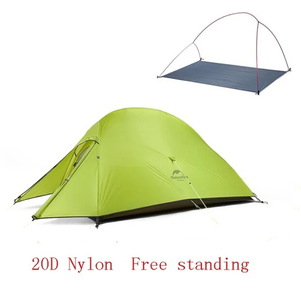 20D Green Naturehike Cloud Up 2 Сверхлегкая палатка для походов на открытом воздухе 20D/210T тканевые палатки для кемпинга для 2 человек с бесплатным ковриком NH17T001-T - Цвет: 20D Green