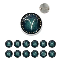 12 constellations collar pins librascorpiosagittariuscapricornaquariuspisces zodiac sign horoscope astrology glass badge