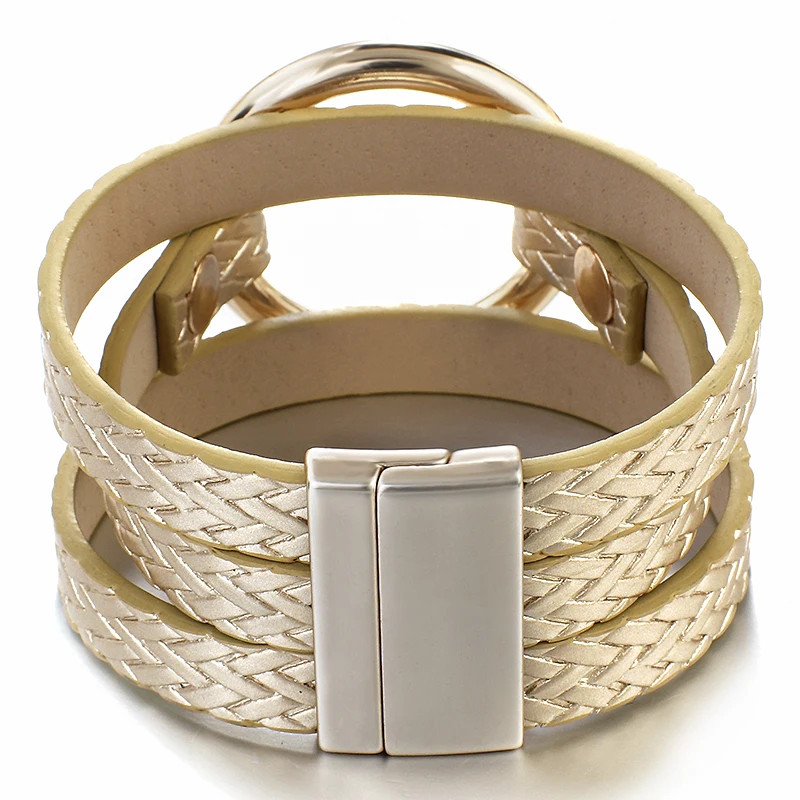 Женский многослойный Плетеный Кожаный Браслет ALLYES Круглый браслет с шармом и