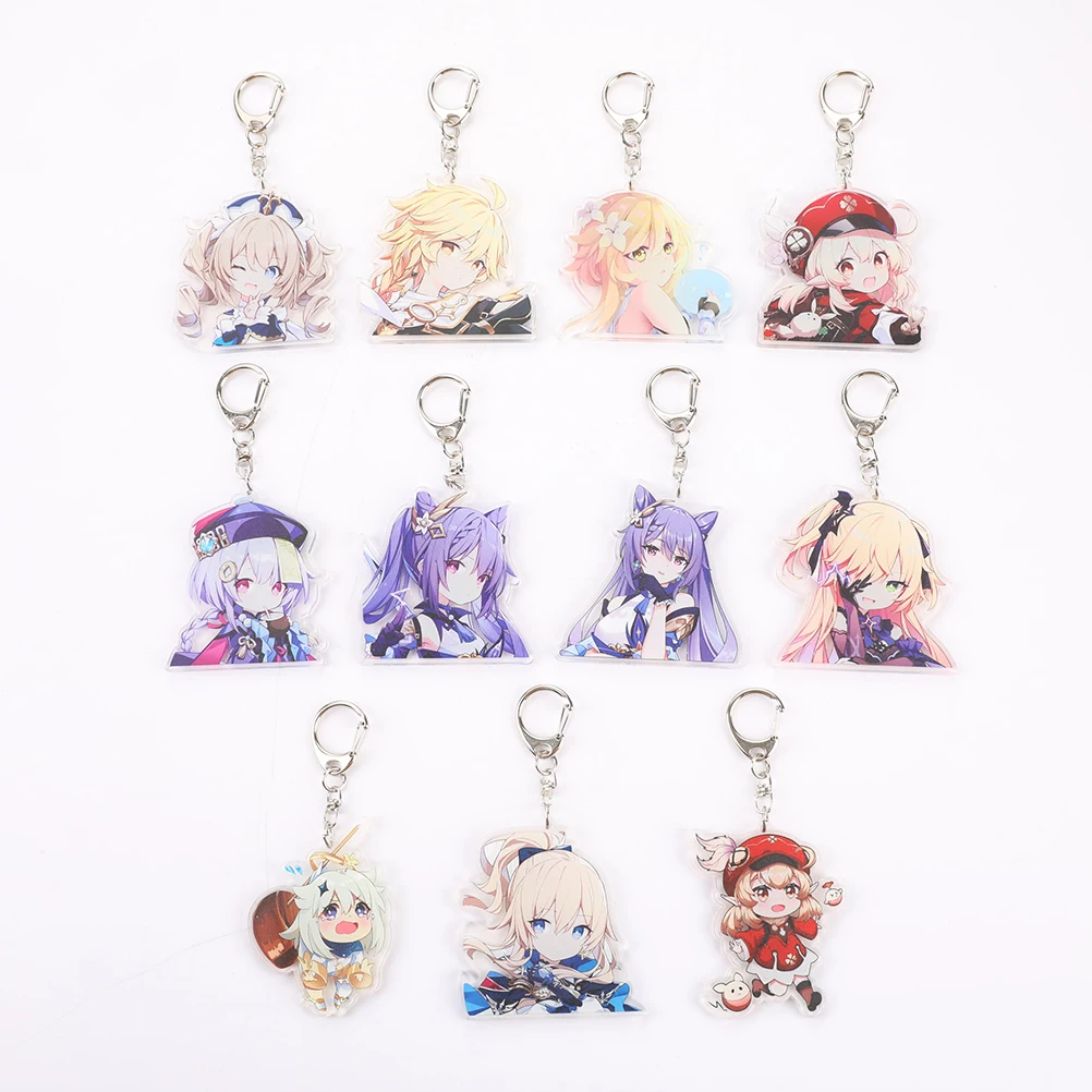 

Anime Keychain Genshin Impact Venti Paimon Zhongli Diluc Klee Man Key Chain for Women Accessories Cute Bag Pendant Key Ring Gift