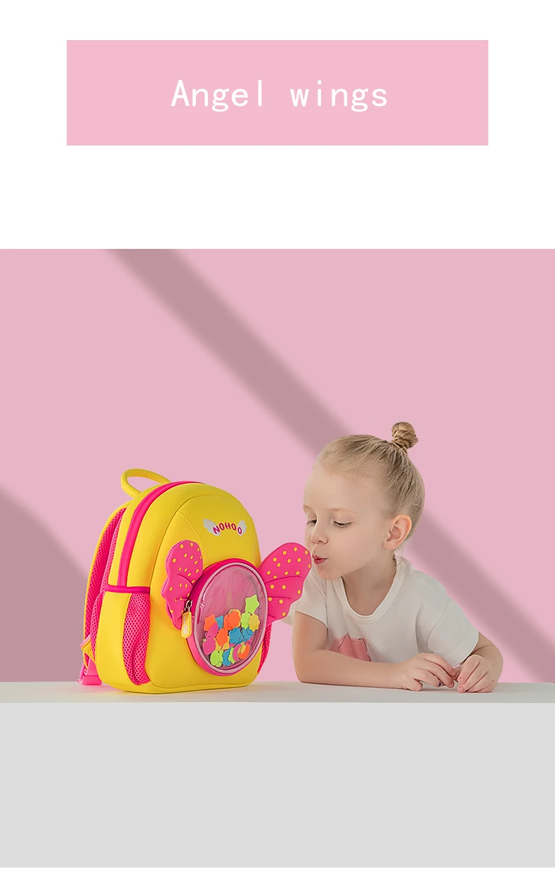 NOHOO 3D из мультфильма «тролли школьная сумка Детские рюкзаки Ангел школьная сумка Wings ребенок неопреновый Рюкзак mochila escolar подарки для детей