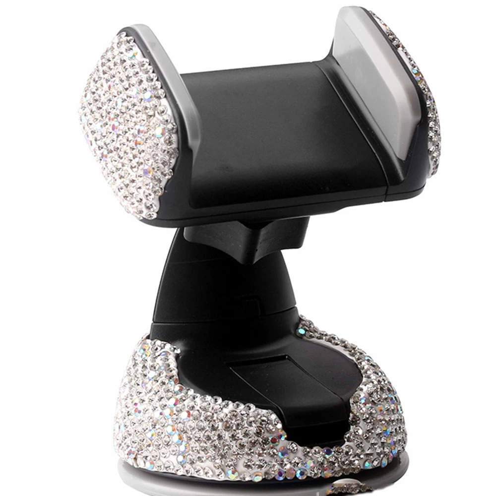 

1PC Diamond-studded Car Suction Cup Rotating Mobile Phone Holder Multi-function Air Outlet Navigation