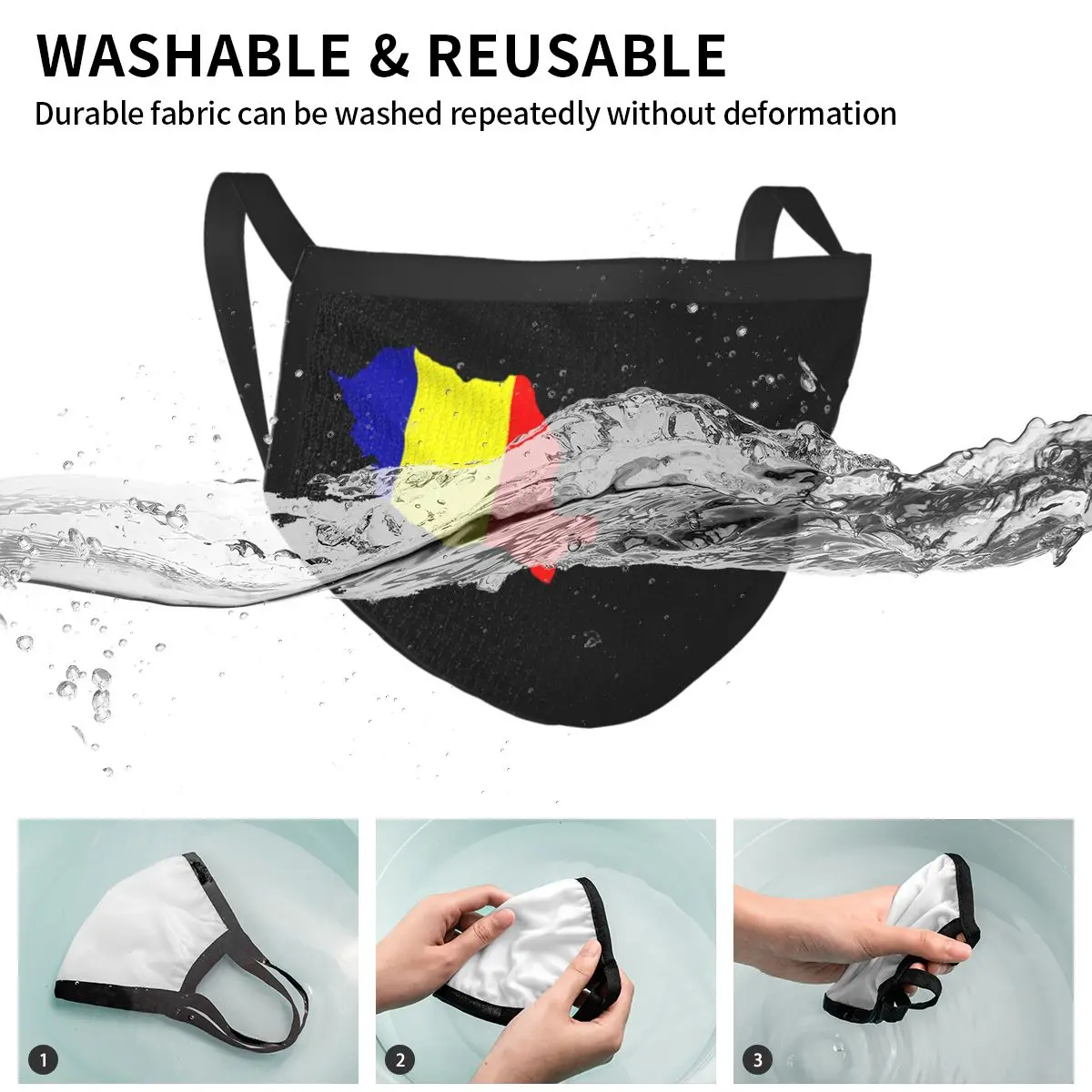 Romania Map Flag Non-Disposable Mouth Face Mask Romanian Anti Haze Dustproof Protection Cover Respirator Muffle | Аксессуары для