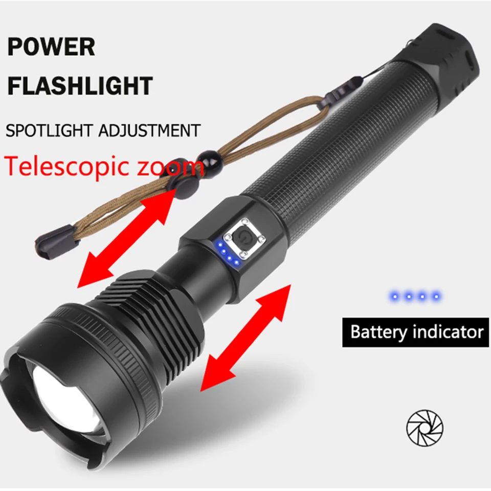 Xhp70.2 самый мощный светодиодный фонарик usb Zoom torch 18650 или 26650 фонарь с