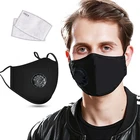Маска для лица с изображением рта маски хлопок с клапаном фильтра с активированным углем PM2.5 Многоразовые моющиеся респиратор ветрозащитный для мужчин женщин мужчин детей